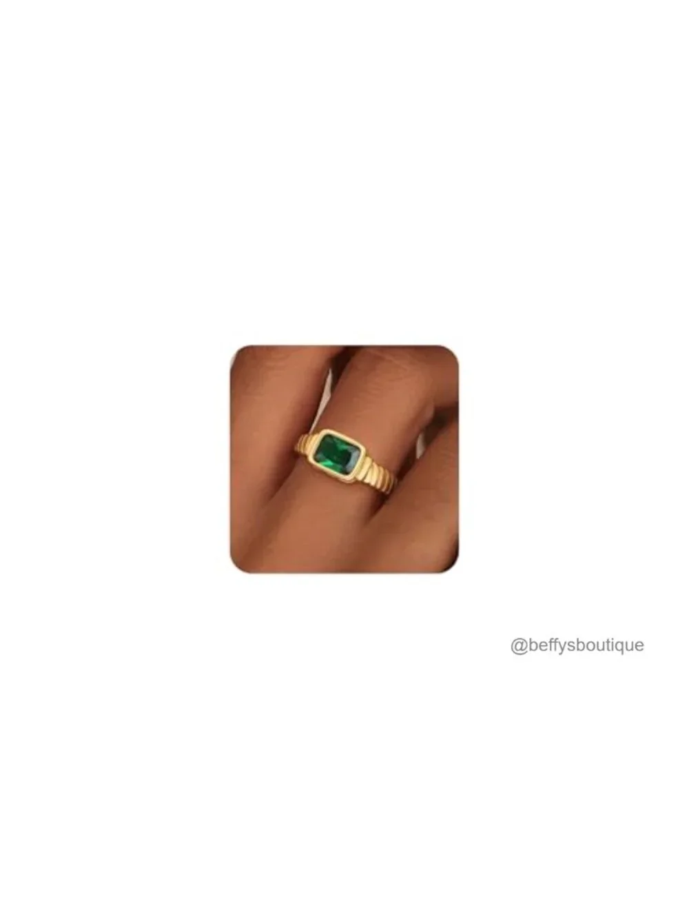 14K Gold Plated Vintage Birthstone Ring Women Signet Chunky Band Jewelry